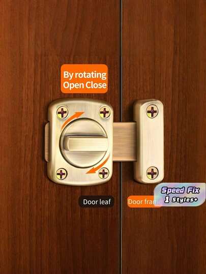 1pc Anti-Theft Zinc Alloy Door Lock Latch,Toilet Bathroom Left And Right Universal Door Bolt Bedroom Gate Latch Slide Bolt Latches Lock, Double Sided Gate Hardware,Brushed Finish Valentine's Day,Room Decor