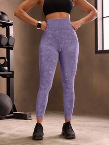 Powerista Leggings deportivos de mujer sin costuras, de alta elasticidad y lavados - Morado - Ver 3