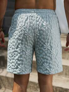 VENTUSAIL Men's Jacquard Drawstring Waist Casual Shorts, Fashion Versatile - Green - View 2