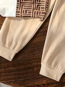 SHEIN 2pcs/Set Boys' Fashion Round Neck Short Sleeve T-Shirt And Pants Set, Linear And Stylish Horse Riding Pattern Design, Suitable For Holiday Parties, Comfortable For Spring, Summer And Autumn - Multicolor - View 6