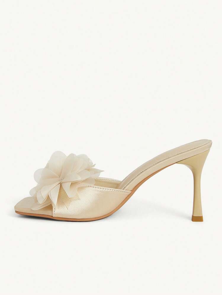 CUCCOO CHICEST Square Toe Thin High Heel Women's Butterfly Decor High Heel Sandals