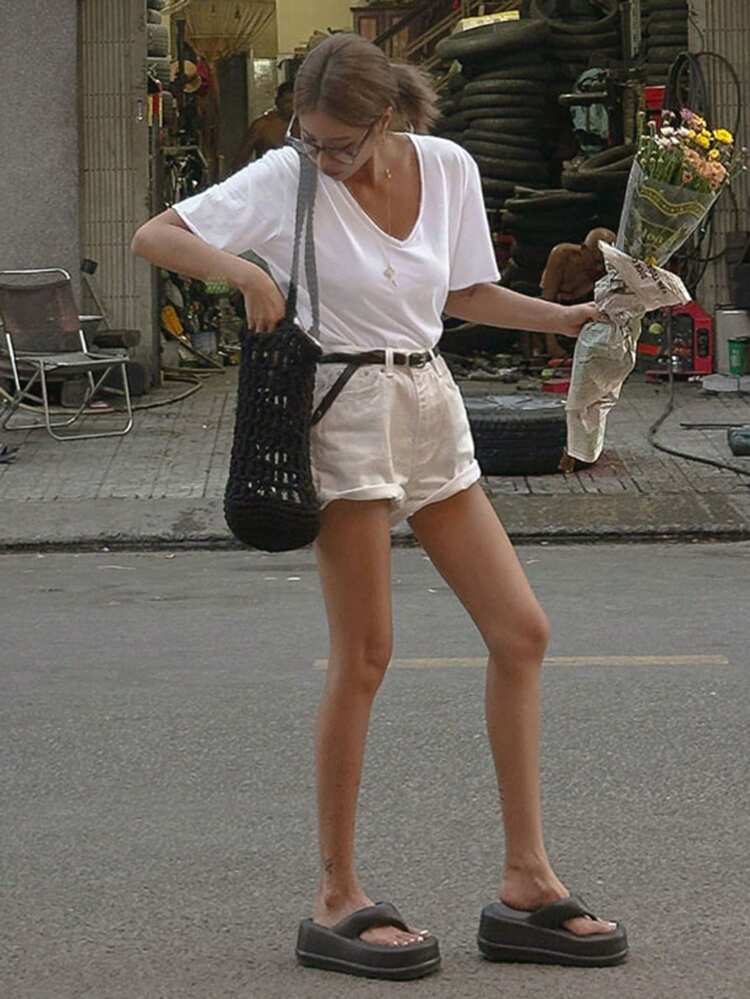 Women's Loose V-Neck Short Sleeve Casual Summer T-Shirt