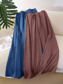 CosyJoli Pantalones rectos básicos de gasa texturizada de talla grande - Multicolor - Ver 6