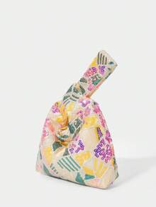 SHECARRY Ladies, Women Top Handle Bag, Evening Bag, Spring/Summer Multi-Colored Resort Style With Several Patterns And Sequins, Fashionable, Elegant, Simple, Personalized, Versatile, For Beach, Vacation, Holiday, Summer, Seaside, Beach Party(Random Pattern) - Light gold - View 3