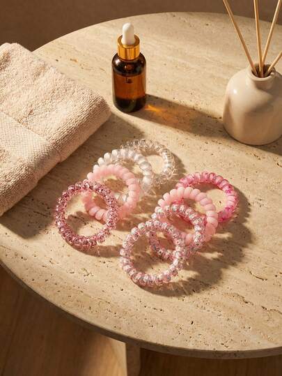 6pcs Gradient Spiral Scrunchies Hair Ties Elastic Hair Bands For Girls' Hair Accessories