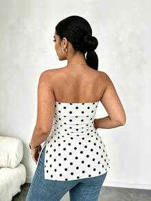 Elenzga Top tubo casual y versátil con estampado de lunares para mujer de talla grande - Multicolor - Ver 2