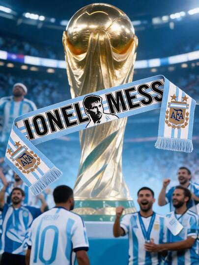 juxingdongli Argentina Football Scarf Lionel 10 Printed Knit Scarf, Soccer Fan Supporter Neck Scarf For Men Women, Soft Warm Long Scarf Blue White Stripe Stadium Match Cheer Accessories Winter Game Day Gift