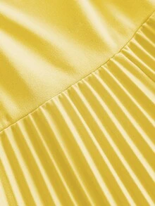 Viva Relle Đầm xòe chữ A màu xanh dương thanh lịch dành cho người có thân hình đầy đặn, cổ khoét sâu. - Màu vàng - Xem 6
