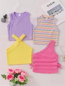 SHEIN 4件套女童背心和吊带衫 - 彩色 - 查看 3