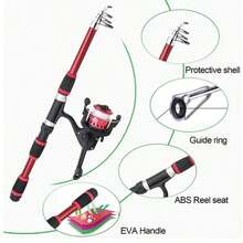 1.8m Telescopic Fishing Rod With Bait Thrower, Rigid FRP Material, Portable Carp Spinning Fishing Rod, Includes Spinning Reel, Fishing Bait, Hooks, Fishing Rod Kit - Multicolor - View 5