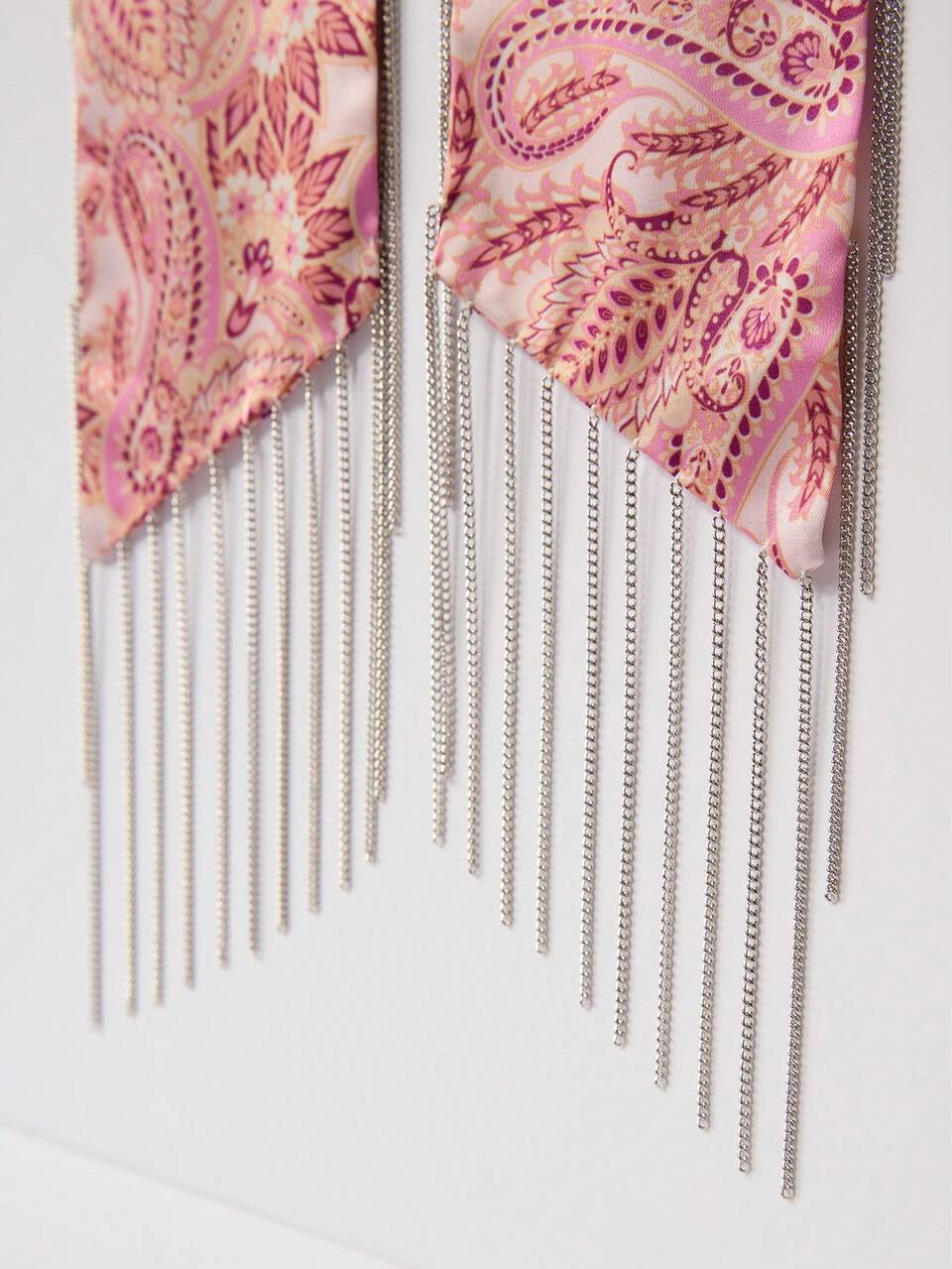 Red And White Multicolour Cashew Flower Tassel Scarf