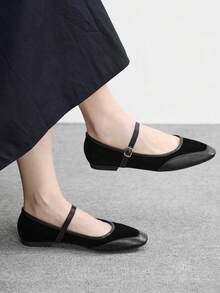 CUCCOO BIZCHIC Sepatu Flat Wanita Musim Semi dengan Gesper Sederhana dan Elegan, Modis, Serbaguna, untuk Santai, Kerja, dan Perjalanan. - tinta hitam - View 6