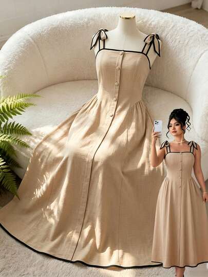 Elenzga Vestido de verano de moda casual de vacaciones con estilo retro francés, elegante y de color contrastante con lazo para ir al trabajo
