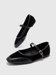 CUCCOO BIZCHIC Sepatu Flat Wanita Musim Semi dengan Gesper Sederhana dan Elegan, Modis, Serbaguna, untuk Santai, Kerja, dan Perjalanan. - tinta hitam - View 8