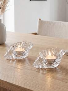 Haus Hana 1pc Light Luxury Style Transparent Glass Seashell Candle Holder Decorative Accessory For Romantic Candlelit Dinner Photography Prop - multicolor - View 5