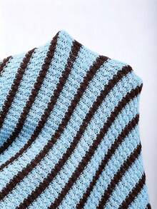 Franclia Plus Size Women Spring/Summer Casual Light Blue Round Neck Short Sleeve Knit Sweater Holiday - Multicolor - View 5