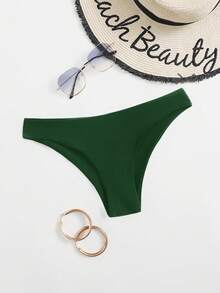 Swim Basics Solid Color Swim Bottoms For Beach Holiday Dark Green Summer Modest - Army Green - View 5
