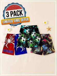 Tween Boys' Casual Loose Printed Beach Shorts, Suitable For Summer, Beach, Outdoor, Swimming - Multicolor - View 3