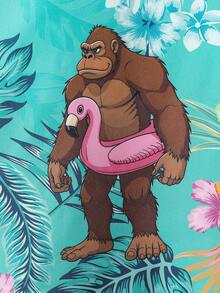 Camisa de manga corta con patrón de vacaciones lindo para niño preadolescente, adecuada para playa, viajes, escuela, campus, universidad - Multicolor - Ver 6