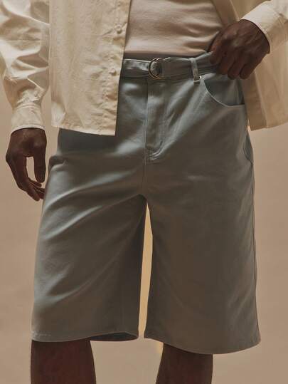 Musero Longer Line Pocket Detailing Fabric Belt Fastening Jean Shorts Jort Style Co Ord Bottoms Only Spring Summer Essentials Holiday