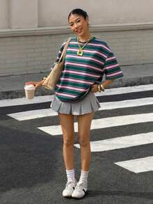 Muchica Women's Casual Striped Short Sleeve T-Shirt, Summer - Multicolor - View 6