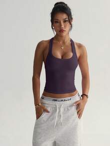 Slayform Soutien-gorge de sport sans couture pour femmes, brassière de fitness sans fil, débardeur de sport, sous-vêtement de course - Mauve - Voir 3
