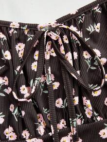 SHEIN EZwear Đầm ngắn ôm sát gợi cảm màu nâu sô cô la dệt kim với dây đeo mảnh, thích hợp cho mùa hè. - Màu nâu Sô-cô-la - Xem 3