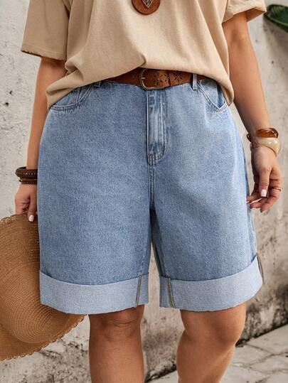 EMERY ROSE Mature Denim Short en jean ample et décontracté grande taille, été