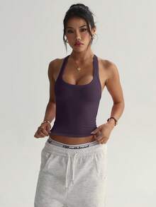 Slayform Soutien-gorge de sport sans couture pour femmes, brassière de fitness sans fil, débardeur de sport, sous-vêtement de course - Mauve - Voir 7
