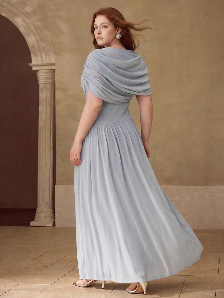 PLUS SIZE WOMEN'S SPRING/SUMMER ELASTIC KNIT STRUCTURED DESIGN DRESS