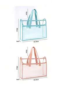 1 Buah Tas Tangan PVC Transparan Tahan Air Kapasitas Besar dengan Kantong Penyimpanan Jala yang Dapat Diperluas - Portabel untuk Perlengkapan Kantor, Dokumen Sekolah, dll. - Tersedia dalam Warna Pink, Hijau, Biru, Kuning, Tas Pengatur File | Tas Penyimpanan Modis | Tas Penyimpanan PVC, Kembali ke Sekolah, Perlengkapan Sekolah - MultiWarna - View 16