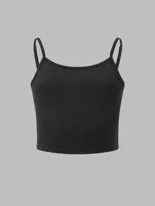 Set de 2 piezas de ropa interior para niñas con copas de algodón desmontables, negro y blanco, versátil - Multicolor - Ver 4