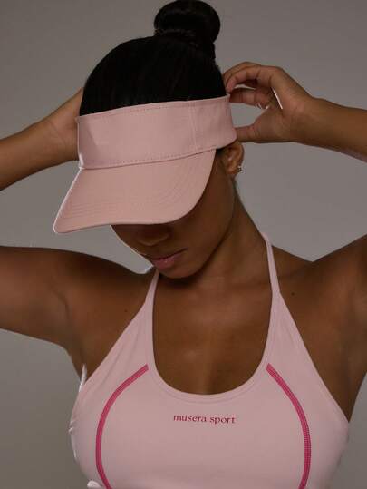 Musera Sport 1 Fashionable And Cute Light Pink Sunshade, Windshield, Sun Protection, Outdoor Sports, Outdoor Fitness, Daily Travel With Empty Top Hat, Women's Baseball Cap