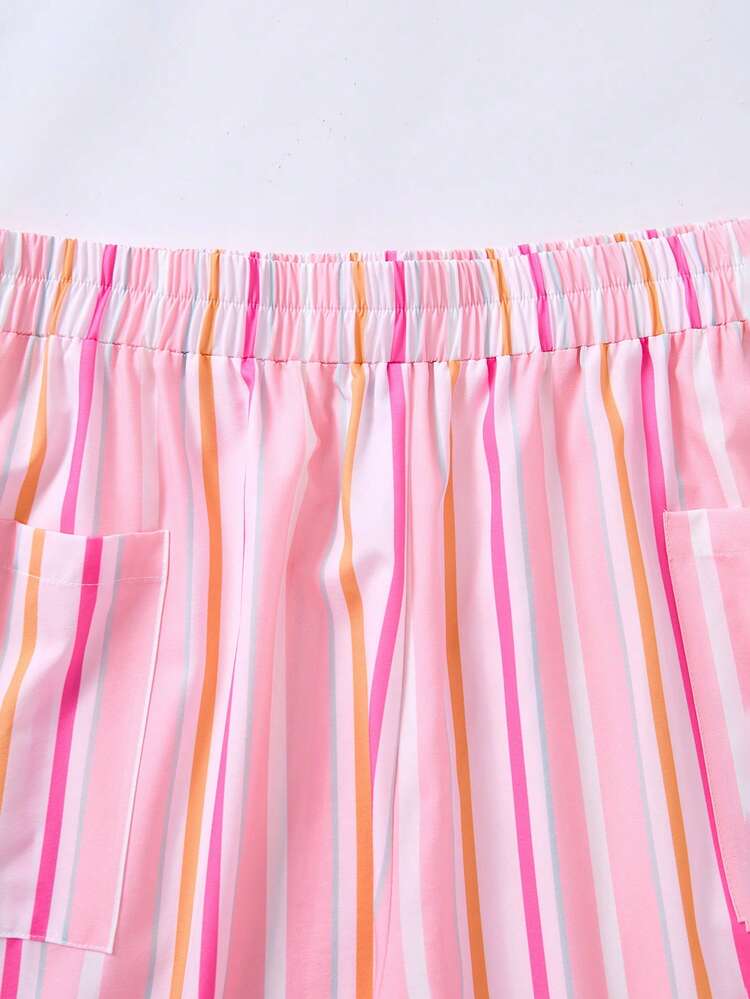 Plus Size Women Striped Patchwork Casual Versatile 7/8 Pants Beach Outfit For Women Summer Outfits For Women