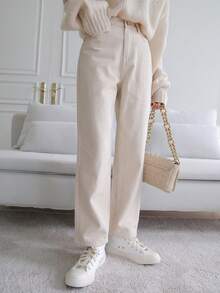 DAZY Snedfickor Jeans med raka ben - Beige - Visa 6
