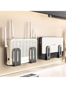Haus Hana 2个/4个免钻孔壁挂式收纳架，适用于路由器、WiFi调制解调器、机顶盒、线缆管理和珠宝展示。多功能收纳架，节省空间（带粘胶）。 - 彩色 - 查看 4