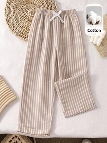 Quần sọc cạp chun co giãn thường ngày cho bé trai - Màu Khaki - Xem 1