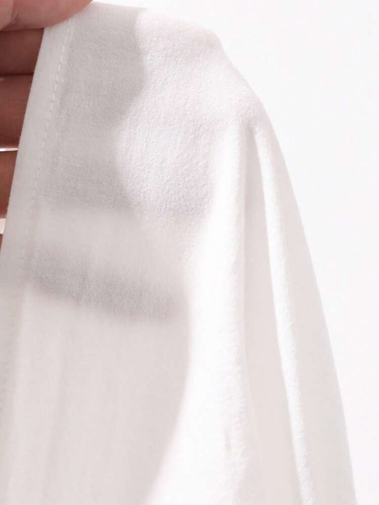 Women's Loose Tie V-Neck Lantern Sleeve Casual Summer Top