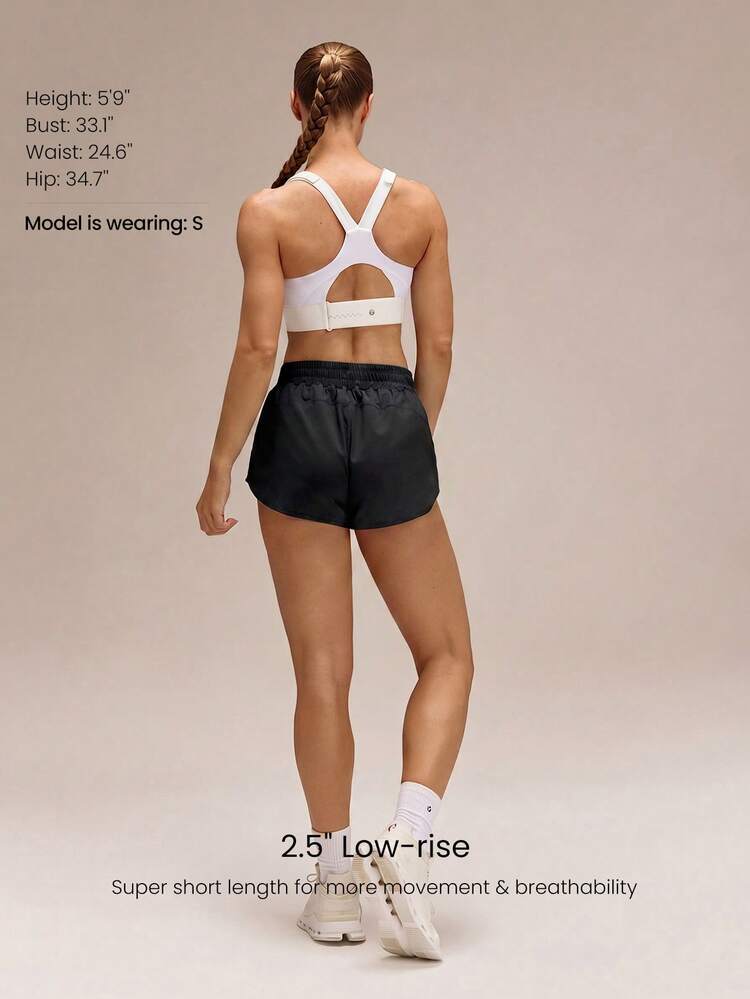 2,5" VitalSwift Schnelltrocknende Laufshorts mit integrierter Unterwäsche, Netz-Reißverschlusstasche, reflektierender Kordelzug, geruchskontrolliert für Workout, tägliches Fitnessstudio im Sommer