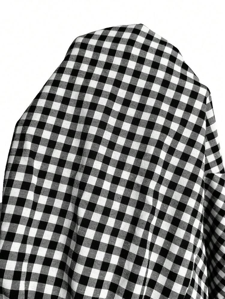 Plus Size Women's Summer Casual Vacation Country  Black & White Plaid Shorts With Pockets,Suitable For Summer Vacation,Casual Holiday Style,Summer Outfits For Women ,Vacation Outfits Women ,Holiday Outfits For Women,Going Out Outfits, New Clothes,Simple And Fashionable For Everyday Wear,Suitable For Summer, Vacation, Daily Wear, Festival Outfits For Women,Country Concert Outfit,Beach Outfits For Women,Western Style,Boho Shorts,Bermuda Shorts