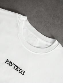 PAVTROS 男士圆领标语印花休闲百搭日常T恤 - 白色 - 查看 7
