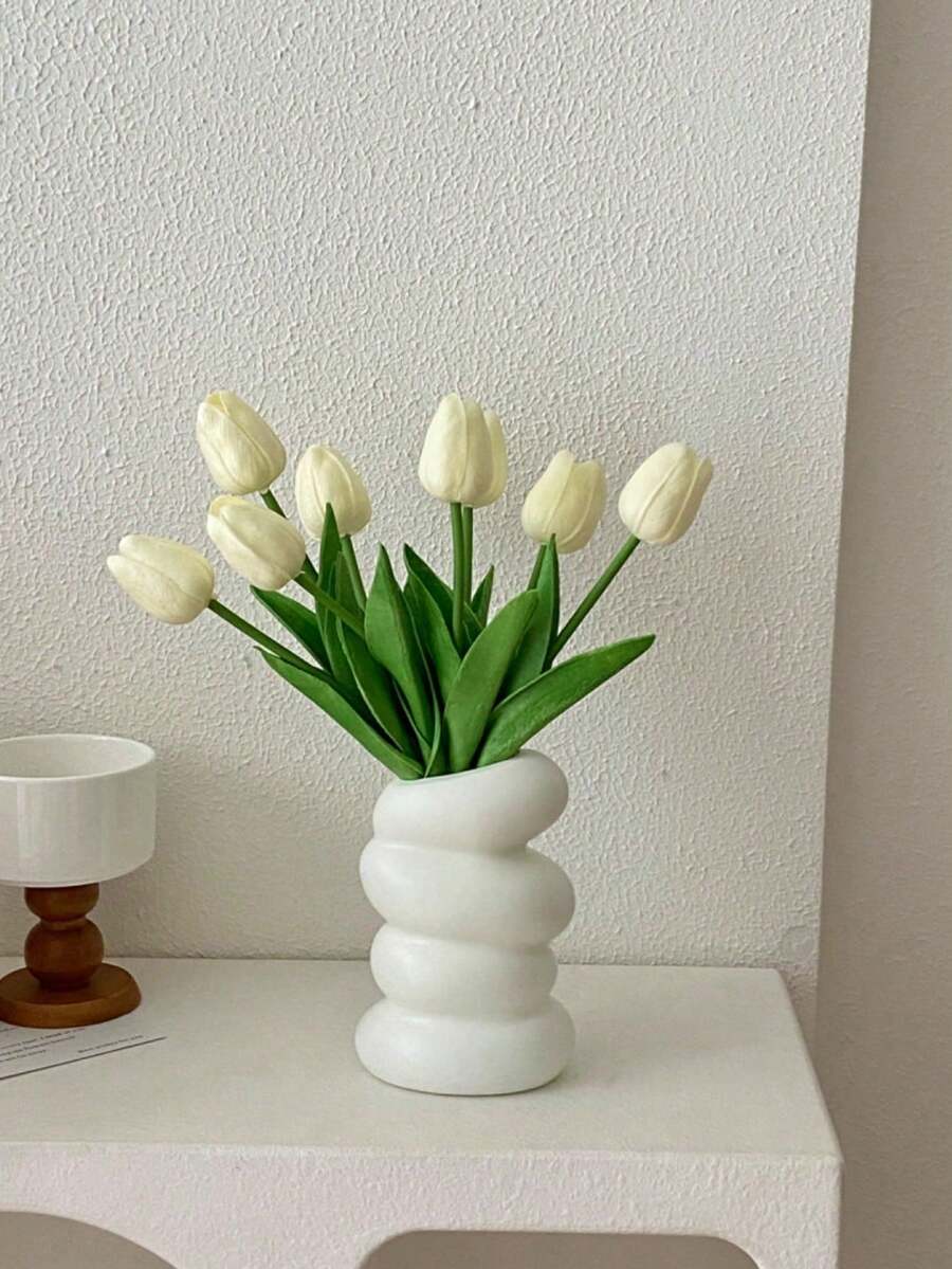 Artificial Tulip Fake Flowers, Realistic Simulation Floral Decor For Living Room Bedroom Home Ornament - Apricot - View 1