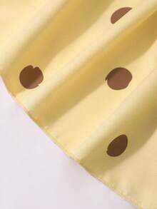SHEIN 1 buah Gaun Anak Perempuan Model Halter yang Dapat Disesuaikan, Motif Polkadot Cokelat dan Kuning, Desain Bagian Belakang Berongga yang Lucu, Cocok untuk Perjalanan Musim Panas, Pantai, dan Liburan. - Kuning - View 5