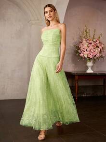 MOTF Soiréza WOMEN'S SPRING LACE BEADED STRAPLESS PARTY COCKTAIL DRESS - Green - View 5