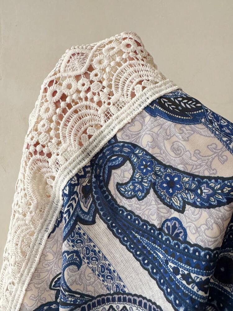 Plus Size Women's Summer Casual Vacation Country Cashew Pattern Floral Print V-Neck 3/4 Sleeve Blouse Top Shirt,Casual Holiday Style,Summer Outfits For Women ,Vacation Outfits Women ,Holiday Outfits For Women,Going Out Outfits, New Clothes,Simple And Fashionable For Everyday Wear,Suitable For Summer, Vacation, Daily Wear, Festival Outfits For Women,Country Concert Outfit,Beach Outfits For Women,Western Style,,Gifts For Mother,Boho  Top