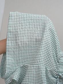 Comfortcana 橄榄绿格子度假休闲女式吊带背心和短裤两件套 - 橄欖綠 - 查看 6