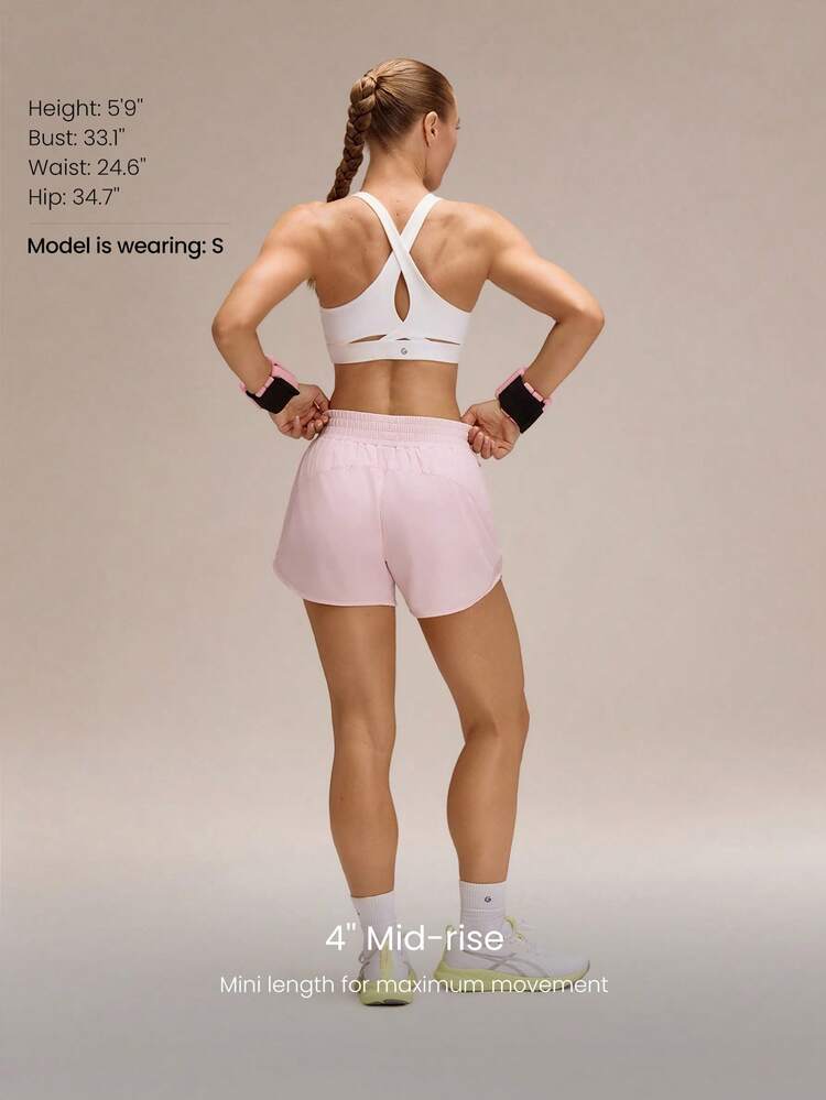 4" VitalSwift Quick-Dry Ultralight Mid-Rise Waist Drawstring Waist Reflective Running Shorts With Built-In Anti-Odor Underwear Zip Pocket High Impact Workout Running Training