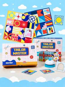 MINKOJA Tailor Master Children's Logic Matching Game, Educational Washable Fabric Puzzle Toy, Speed Competition Board Game With Signal Bell, Early Brain Training Cognitive Skill Toy, Tear-Resistant Geometric Patterns For Kids - Multicolor - View 2