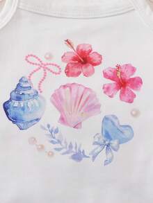 SHEIN 4件組女嬰鄉村風碎花舒適時尚可愛細肩帶背心上衣，春夏款 - 彩色 - 查看 7
