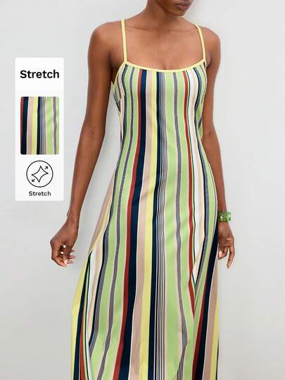 Maija Women's Casual Striped Backless Spaghetti Strap Summer Dress,Going Out Outfits,Summer Dresses For Women,Beach Dress